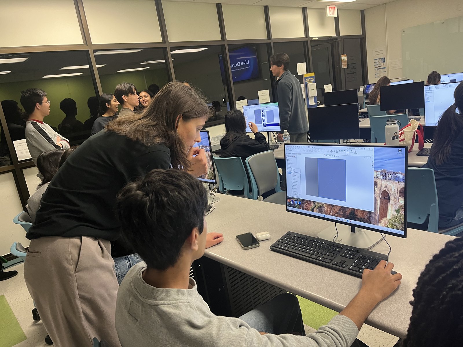 SolidWorks workshop in the computer lab